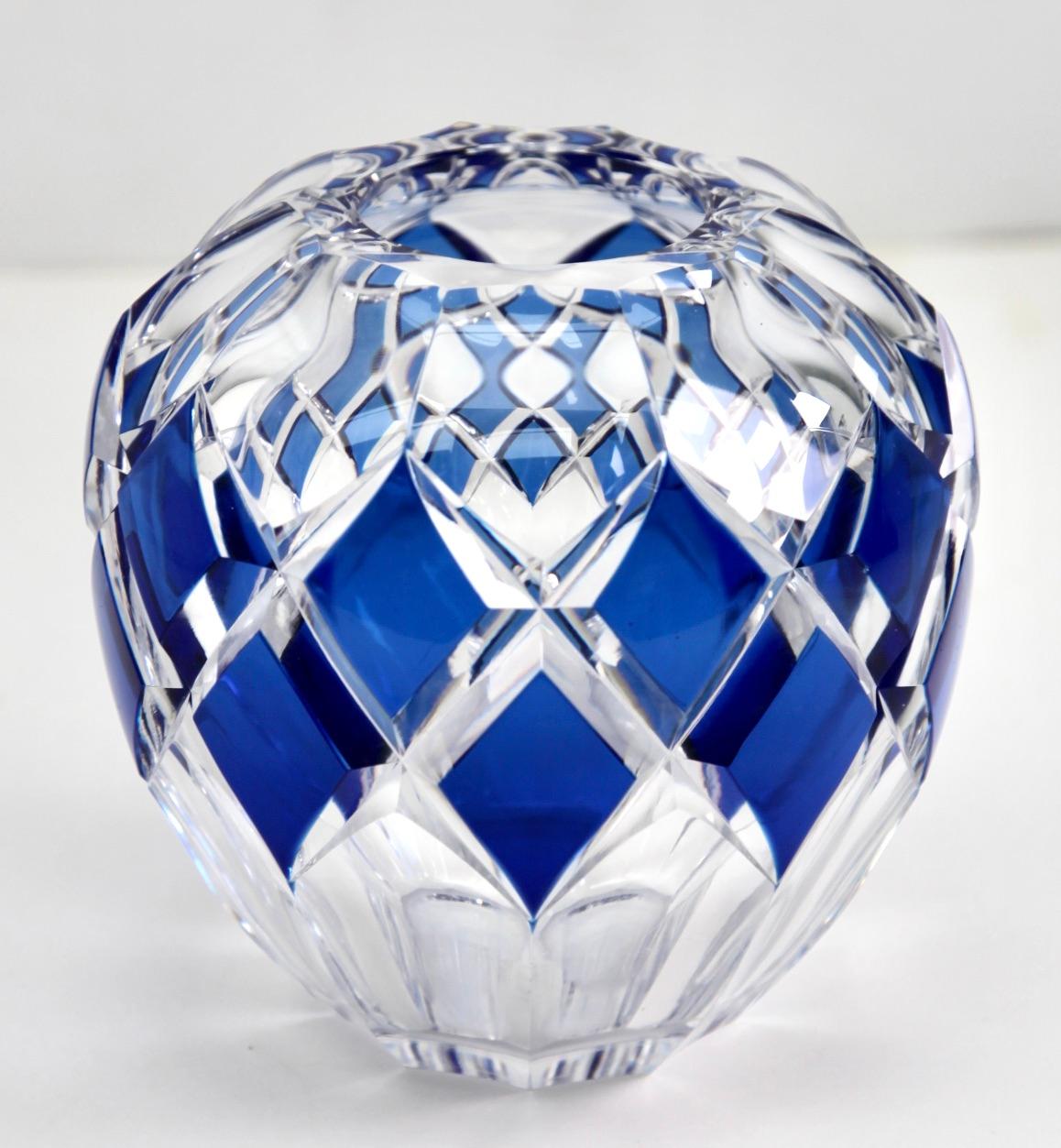 Cut Clear Lambert Val Early Bird Vase Gallery Art Deco to Crystal Saint -