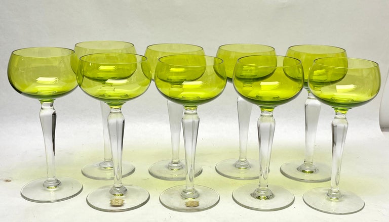 Vintage Green Stemmed Wine Glasses, Set of 4 at 1stDibs